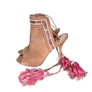 Sam Edelman Suede ankle strap open toe heels Size 6